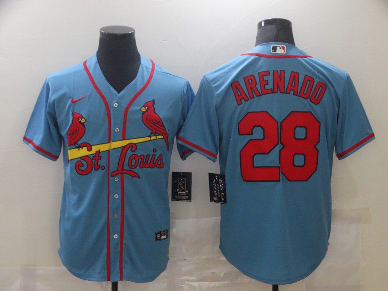 Men St.Louis Cardinals 28 Arenado Light blue Game Nike MLB Jerseys